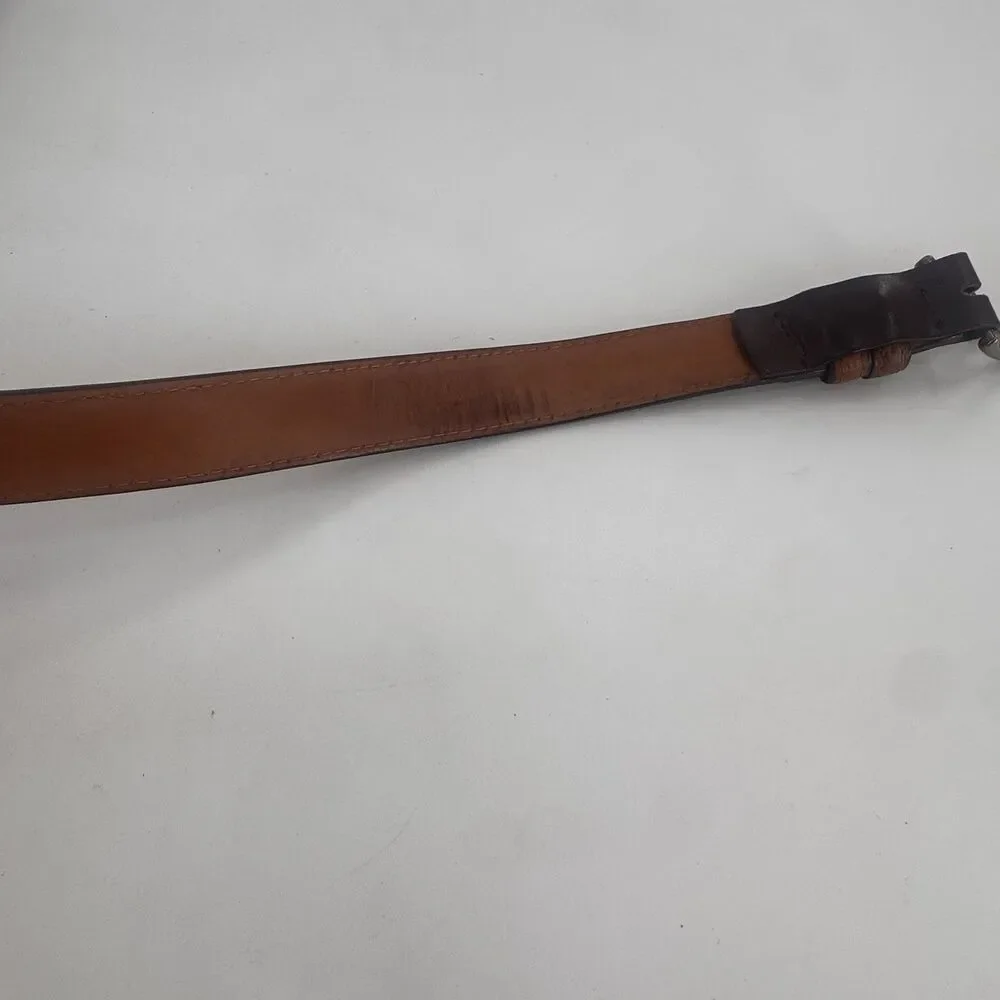 Coronado Brown American Bison Leather Belt ~ Size 36 w/ Brass Buckle Made in USA